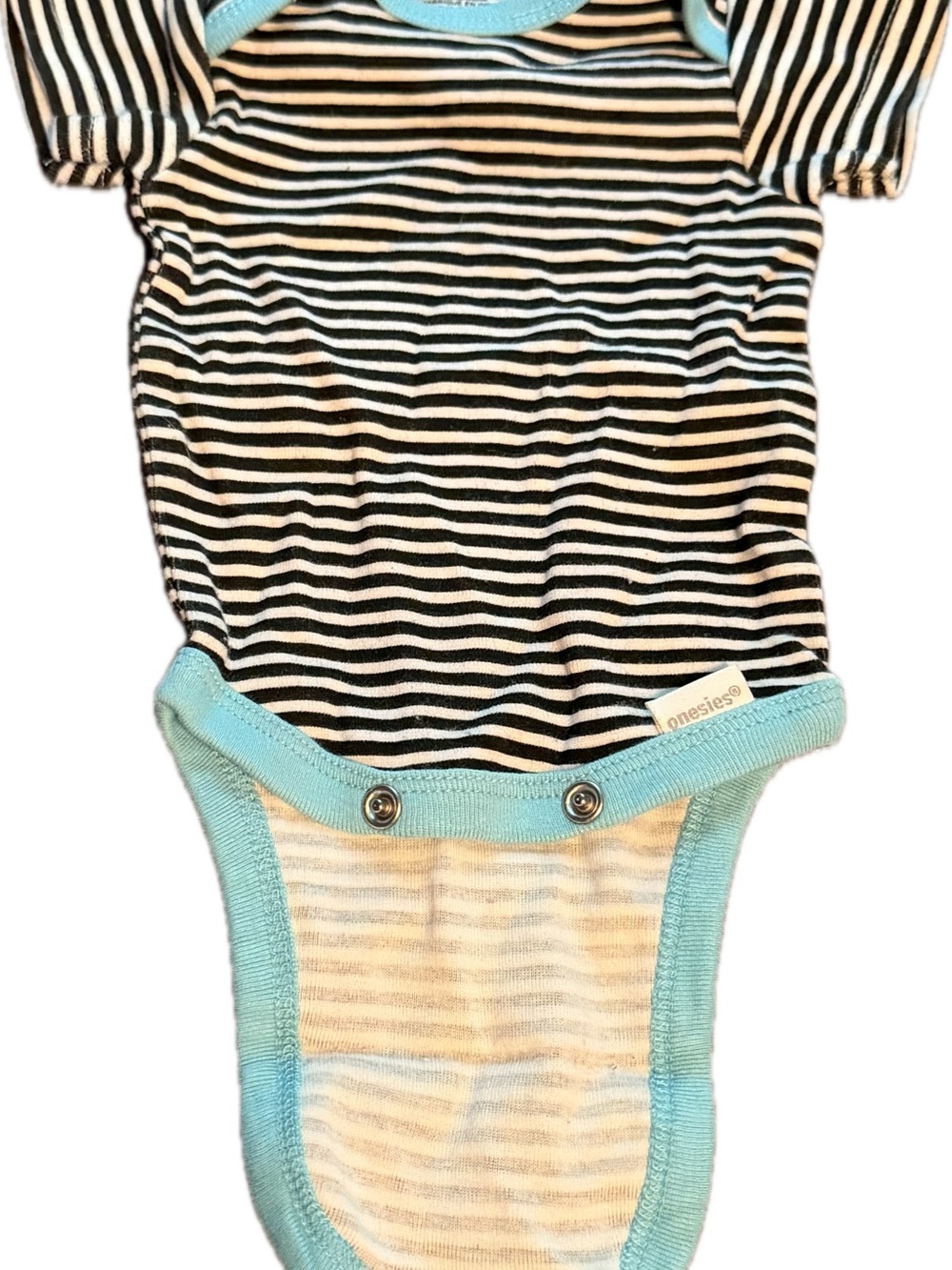Striped Baby Bodysuit with Light Blue Trim by Onesies